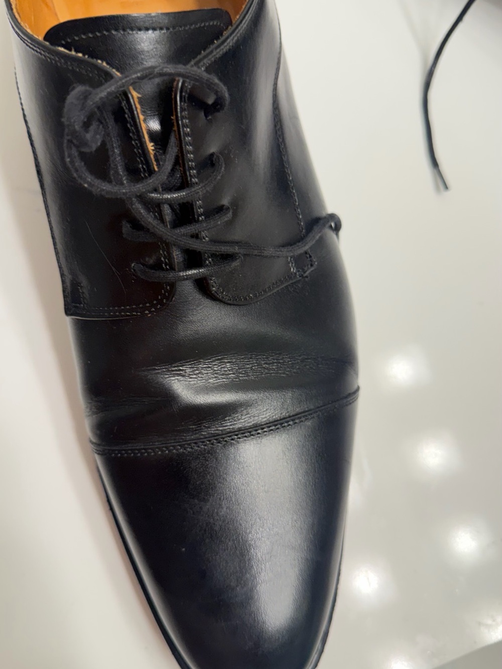 Finsbury Italy shoe Classic Black Leather Cap-Toe Derby Shoes - Men's - Picture 9 of 13